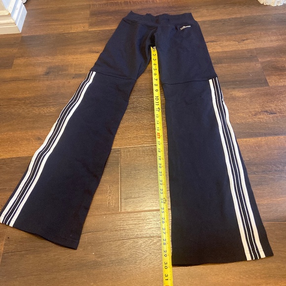 Y2K BRO FITWEAR BLACK GROOVER SPANDEX PANTS YOGA DANCE FLARE LEG SIDE STRIPE S - Picture 6 of 12